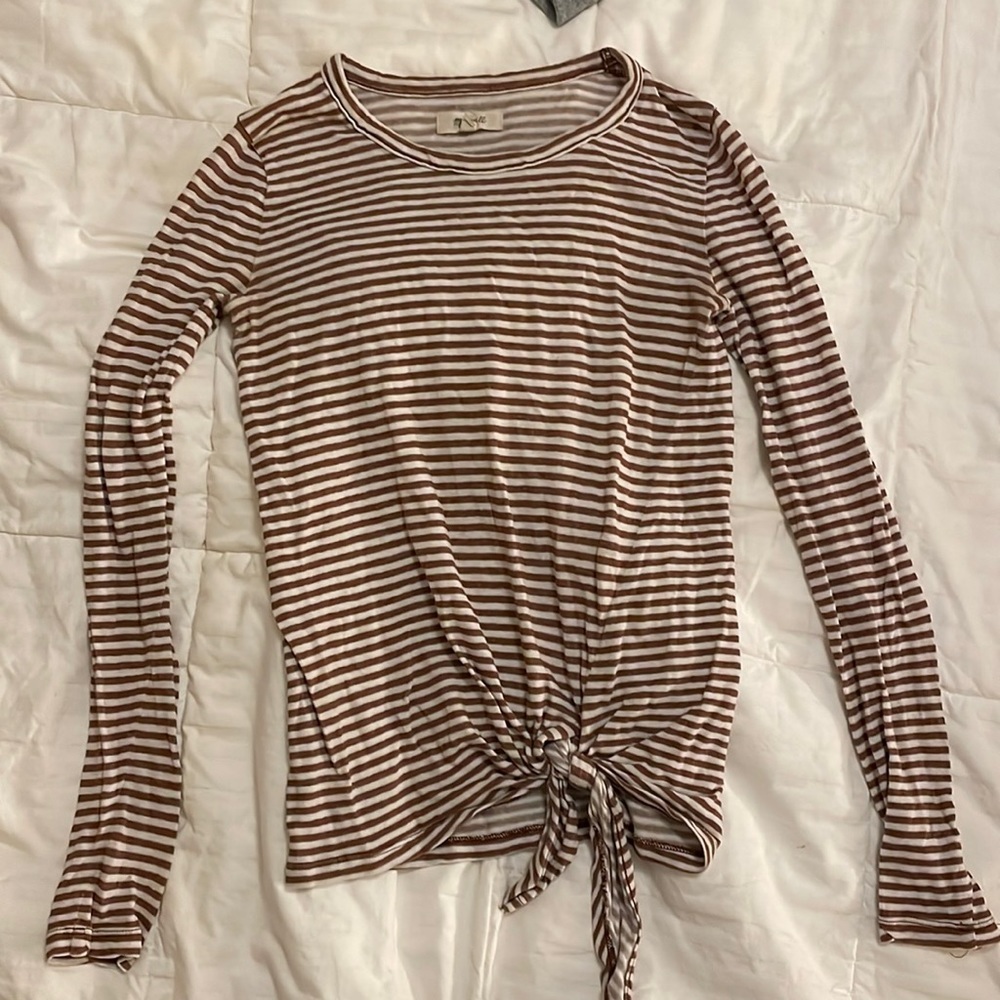 Madewell Knit Longsleeve Striped Tee with Tie